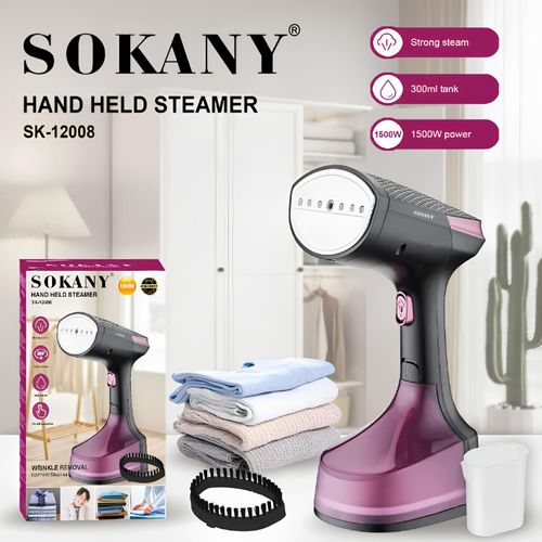 Sokany, Hand Held Steamer, Strong Steam, 360 Full Ironing, 300Ml Tank, Simple Operation, Wrinkle Removal, Garment Steamer, 1500W Power