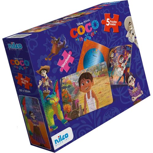 Disney Coco Storybook and 5 Puzzles 60-Pieces, 32 cm x 20 cm Size