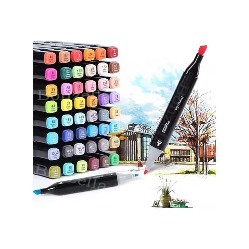 Dual Tip Colorful Art Markers Sketch Pens 48 Colours with Carrying Case for Painting Sketching Calligraphy Drawing -Alcohol Brush Markers Twin Head Permanent Colouring Marker Pens for Kids Adult