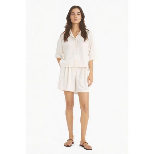 Linen Blend Regular Fit High Waist Belted Straight Leg Shorts