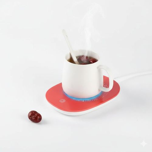 Smart Beverage Warmer Coaster (55°C) - Automatic Shut-Off Mug Warmer - Portable Electric Heating Plate for Desk, Office & Home - Compatible with Ceramic, Glass, & Stainless Steel