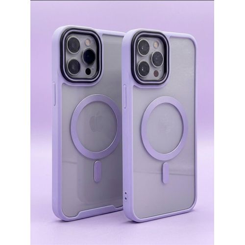 Magnetic Clear Case with Lavender Frame for iPhone 12 Pro Max – MagSafe Compatible & 360° Camera Protection-Lavender