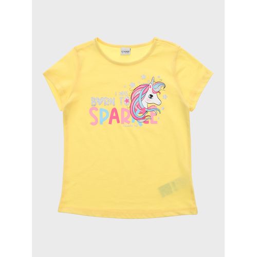 Crew Neck Short Sleeve Printed Cotton Baby Girl T-Shirt