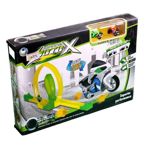MotoX 360 Spinning Track with 2 Race Green & Orange Motorcycles - SP688-28