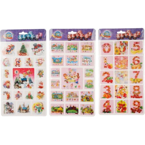 SH-1732 Plastic 3D Shapes Sticker Set Of 3 Pieces - Multi Color SH-1732--1693-Multi Color