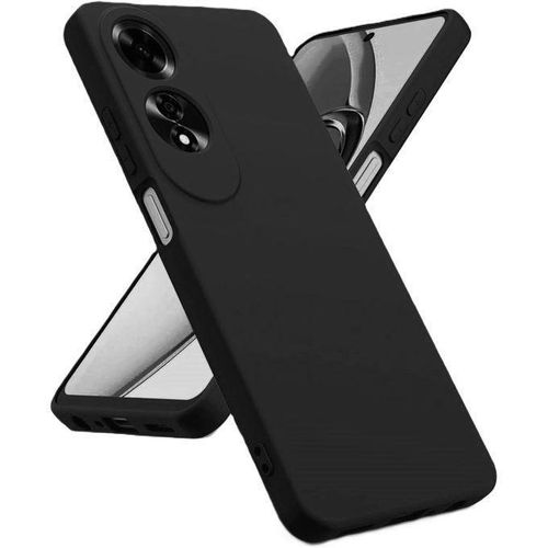 Silicone case compatible with Oppo A60, made of soft silicone gel and shock-resistant rubber with a matte finish for Oppo A60 and with a fabric lining inside (black)