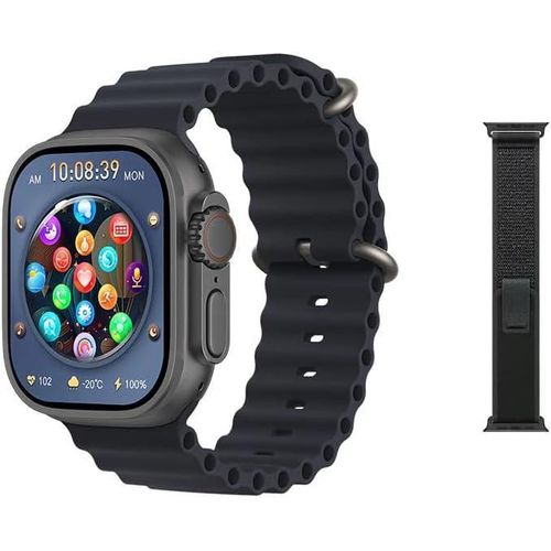 ساعة ذكية HK10 Ultra 3 Max (إصدار 2025 الجديد) بشاشة AMOLED مقاس 2.02 بوصة، ذاكرة 2 جيجابايت، اتصال بلوتوث، وميزات الذكاء الاصطناعي (لون أسود)