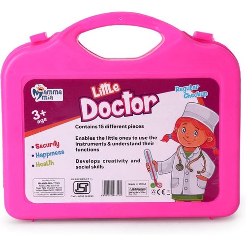 Doctor Pretend Play Set for Kids with Foldable Suitcase, Compact Medical Accessories, Game Toy Kit for 3 + Years Boys and Girls (Pink)