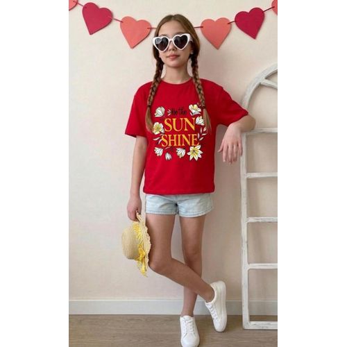 Short Sleeves T-shirt For Girls Cotton Material