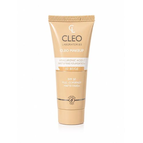 Hyaluronic Acid Mattifying Foundation SPF 30 – Full Coverage Matte Finish, Shade 02 Beige