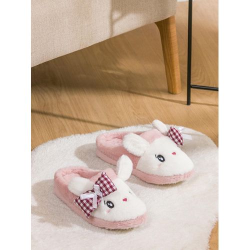 Rabbit Figure Plush Women's Home Slippers