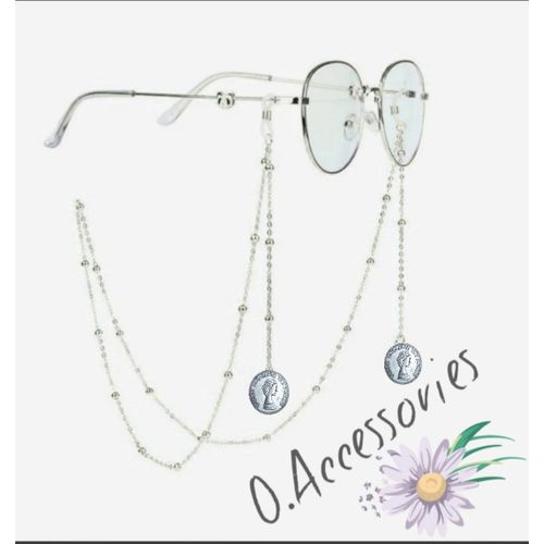 سلسلة نظارات O Accessories المعدنية الفضية مع العملات الفضية