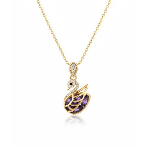 Purple Swan Gold Pendant