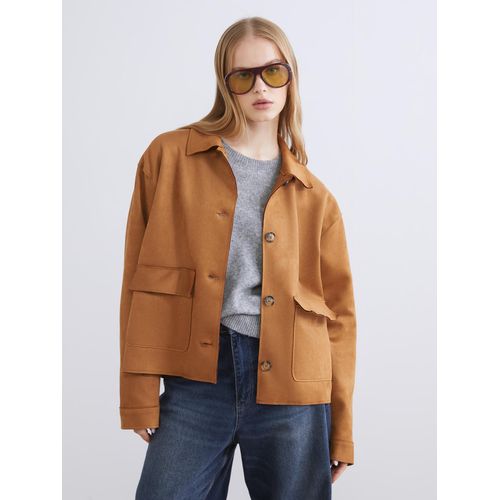 Collared Neck Women's Faux Suede Jacket