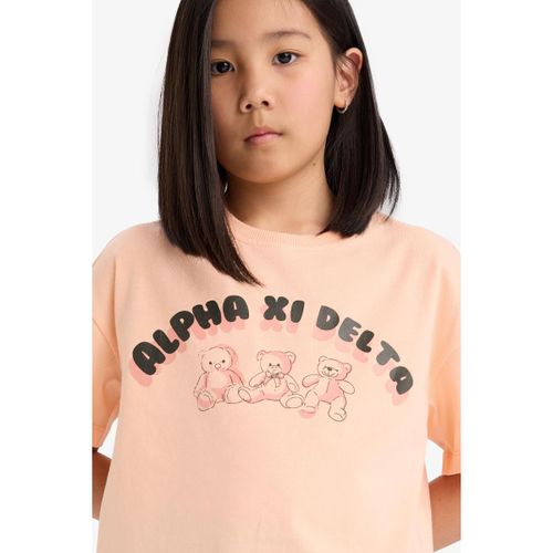 Girl Crew Neck Relax Fit Short Sleeve T-Shirt - Lt.Salmon