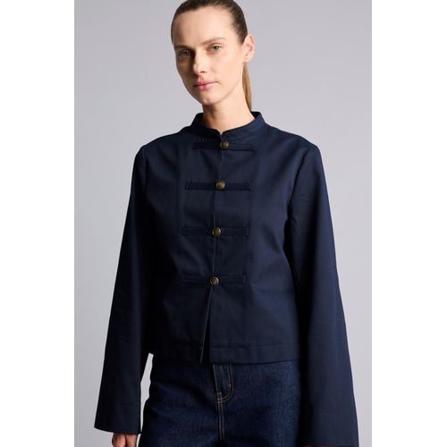 Regular Fit Stripe Detail Buttoned Napoleon Jacket