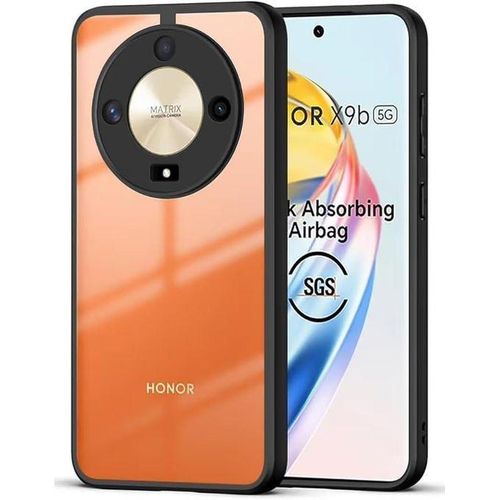ELGawal for Shockproof Sleek Hybrid Armor Back Cover Case Compatible with Honor X9b 5G (Clear PC + Black TPU Bumper)