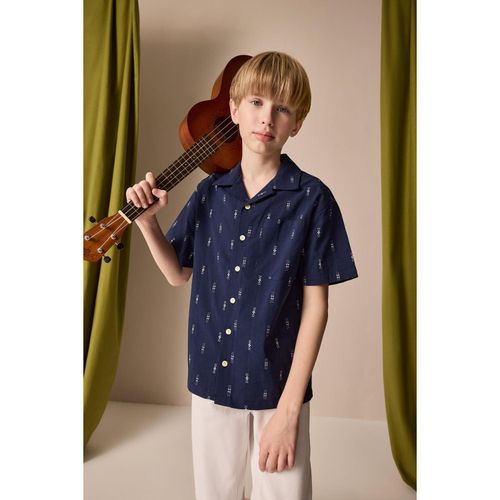Oversize Wide Fit Polo Neck Brode Short Sleeve Shirt Boys'