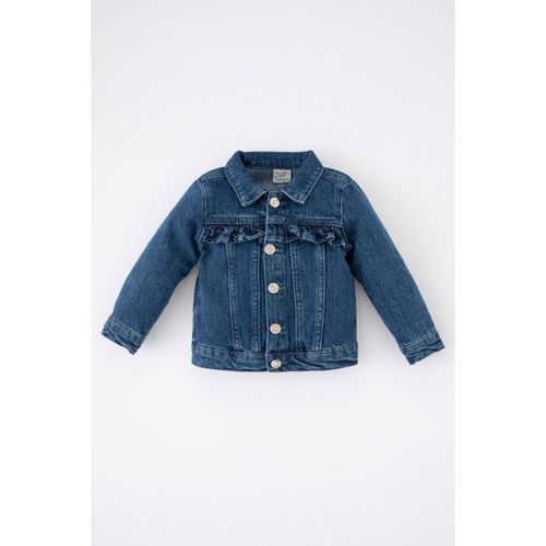 Baby Girl Shirt Neck Regular Fit Jacket - Lt.Blue