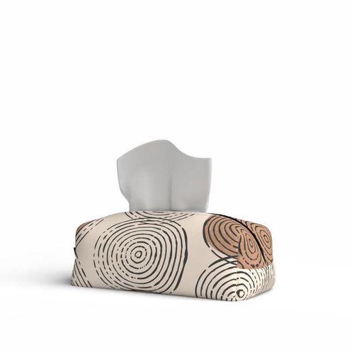 HOME Fabric Tissue Box Cover Premium Fabric Tissue Holder With Leather Layer Inside for Home, Office, and Car Durable and Elegant Tissue Dispenser for Standard Tissue Boxes - Rounds