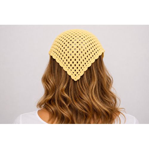 Handmade Crochet Scarf & Shawl – Triangle Hair Bandana with Soft Mesh Girls & Women