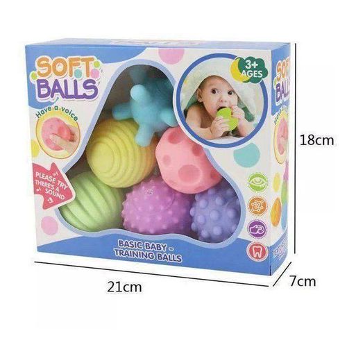Silicone Squeeze Bath Balls for Kids, Squeaky Sensory Balls, 6-Piece Set