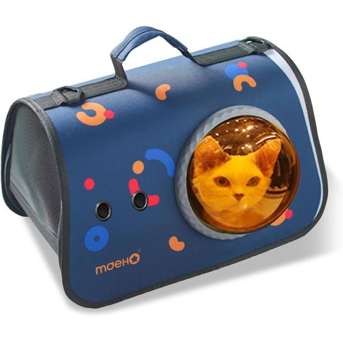 A portable carrier bag for cats and dogs with an adjustable shoulder strap, specially designed to transport cats and small dogs with ease and convenience during travel and trips, available in multiple designs and colors.