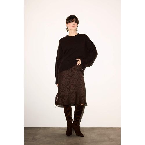 A Cut Floral Satin Normal Waist Midi Skirt