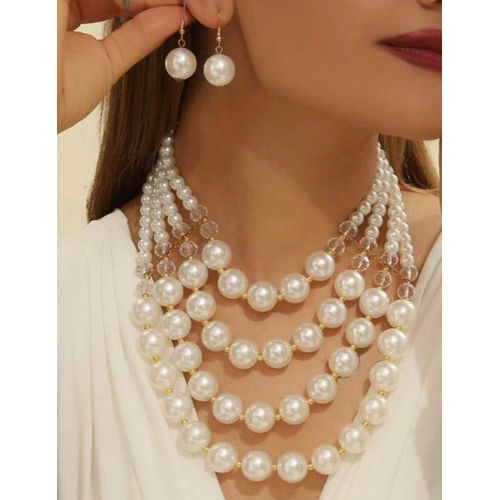2 pcs Faux Pearl Beaded Layered Choker - Elegant Jewelry for Women