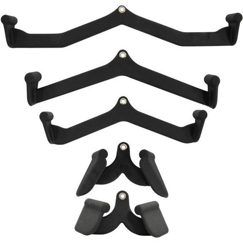 5-Piece LAT Pull Cable Accessory Set for Home Gym Systems, Heavy-Duty Cable Machine Attachments with Lat Bar, V-Bar, Triceps Rope & Handles for Strength Training