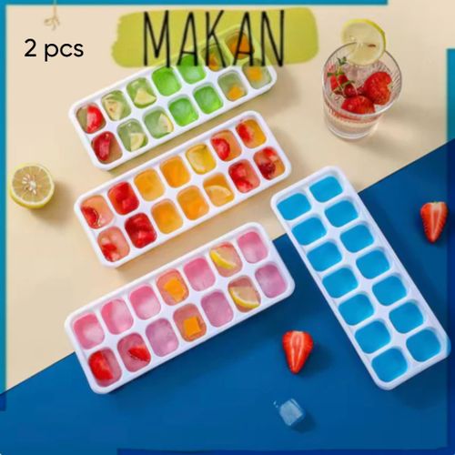 2 Ice Cube Tray, 14 Ice Cube Molds with Lids, Stackable Ice Cube Molds for Chilling Drinks