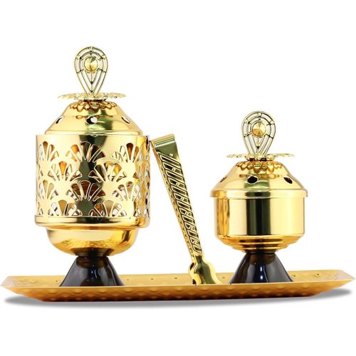 Mobigon Charcoal Incense Burner, Antique Arabic Incense Burner, Suitable for Arabic Oud and Frankincense, Yoga, Spa and Aromatherapy, Office and Home Decor (Style 23)
