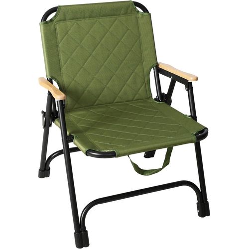 Foldable Camping Chair with Wooden Armrests – Padded & Comfortable Outdoor Chair