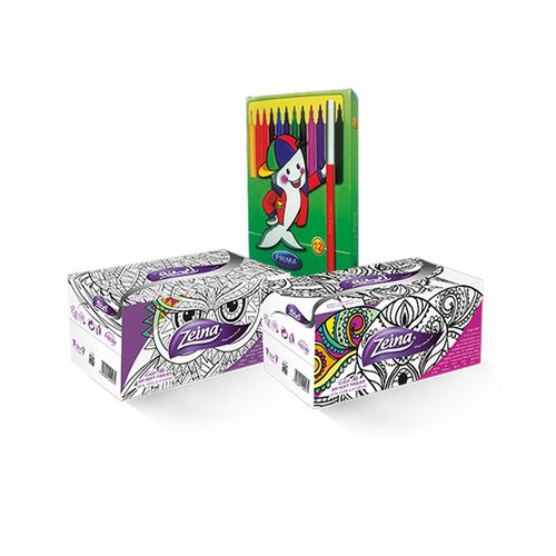 Zeina Color Me - 2 Packs - 1200 Tissues + 12 Prima Colors