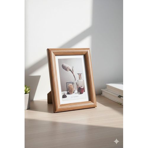 Wooden Picture Frame, Natural Brown, 18x13cm, Classic Design with Table Stand
