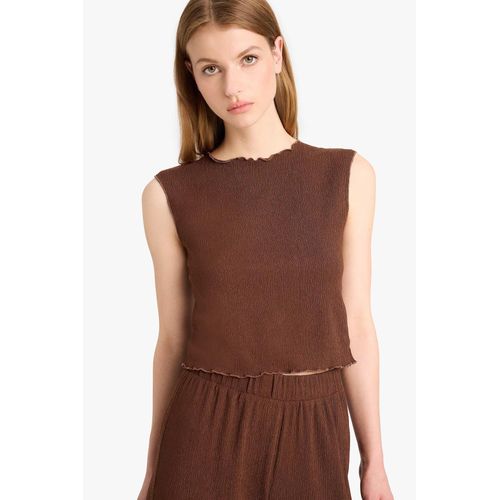 Regular Fit Crew Neck Crepe Tank Top