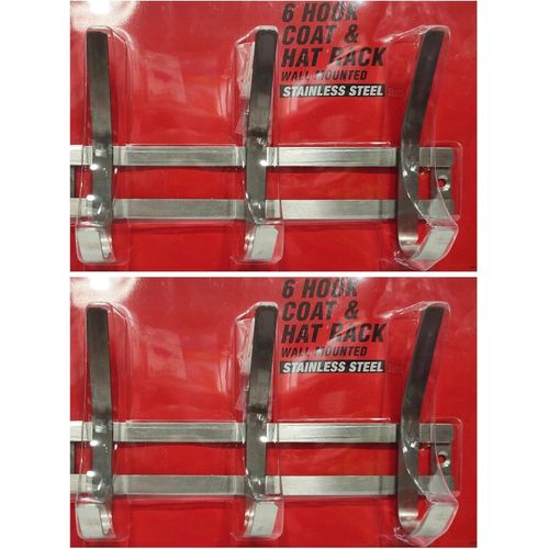 Stainless steel 6 hook coat and hat rack set of 2 pieces