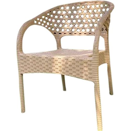 Beige chair for hotels and gardens and fit for pedestrians and relax with armrest and strong chair back made of plastic and designed