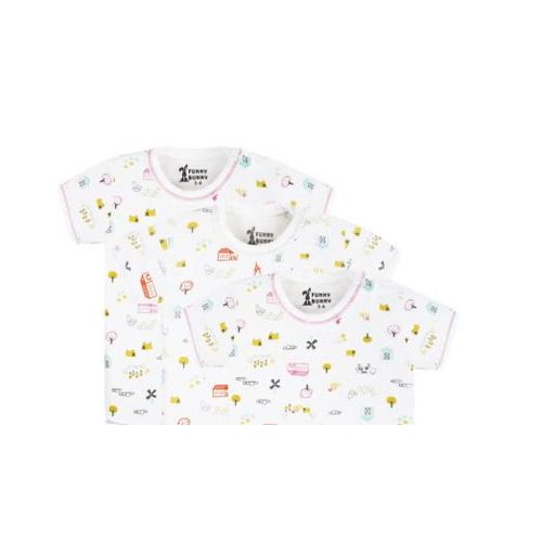 Funny Bunny Pack of 4 Cotton Short Sleeve Undershirt for Baby Girl (White Printed)