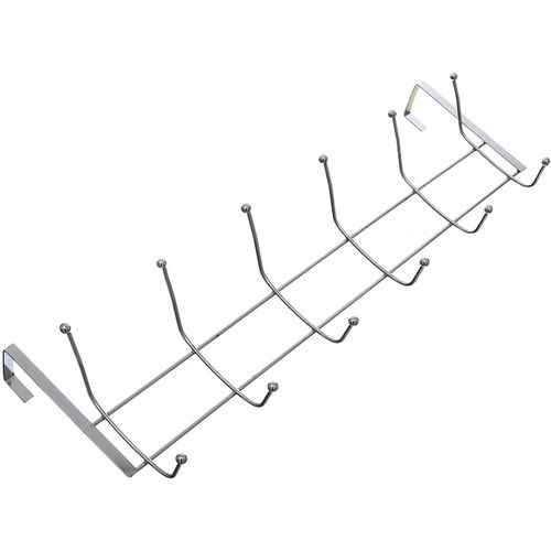Metal door hanger 6 hooks - silver