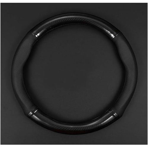 Car Breathable Steering Wheel Cover, Wear-Resistant Carbon Fiber Non-Slip Protector, Four Seasons Universal Set (Black - Circular)