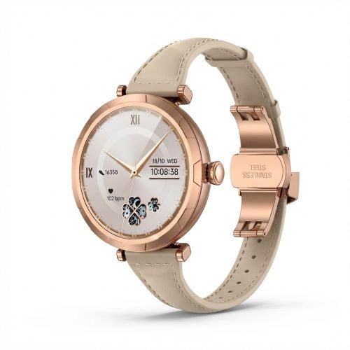 Smart Watch SW02 1.19 AMOLED HD Display Fitness Tracker with 100+ Sports Modes Heart Rate Sleep Monitor IP68 Waterproof Women's Health Tracking Compatible with Android & iOS - Beige