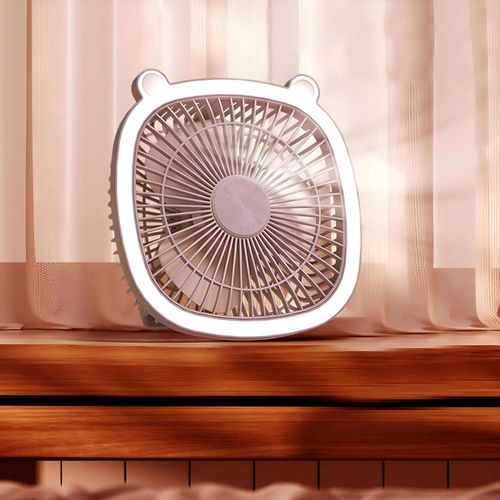 USB Fan - Portable and Quiet Desk Fan with 3 Speed Settings for Improved Cooling at Home or in the Car, Featuring LED Light and USB Charging