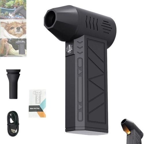 Powerful cordless electronic blower with a strong turbo fan and LED light, suitable for leaves and a small dryer for outdoor use.