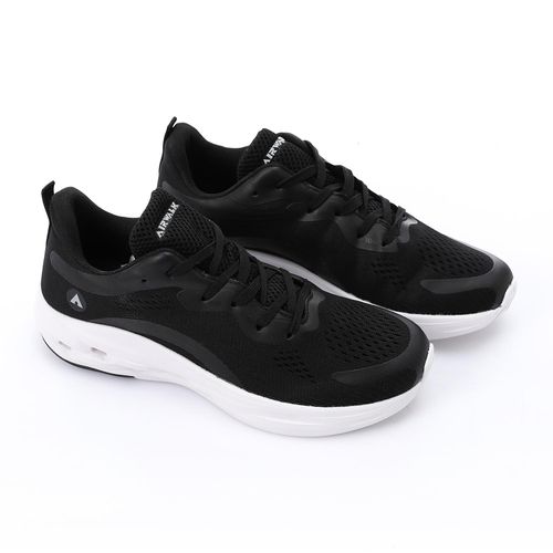 Lace Up Textile Sneakers - Black & White