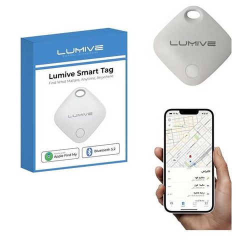 Lumive Smart Bluetooth AirTag Tracker for Keys, Headphones, Bags, Bluetooth Tracker Works with Apple Find My Airtag App, Tracker Works with iPhone air tag (White, 1 Pack)