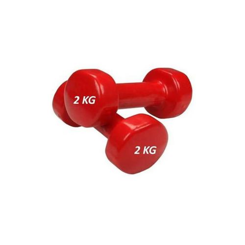 Vinyl-coated iron dumbbell, 2 kg weight, 2-piece set