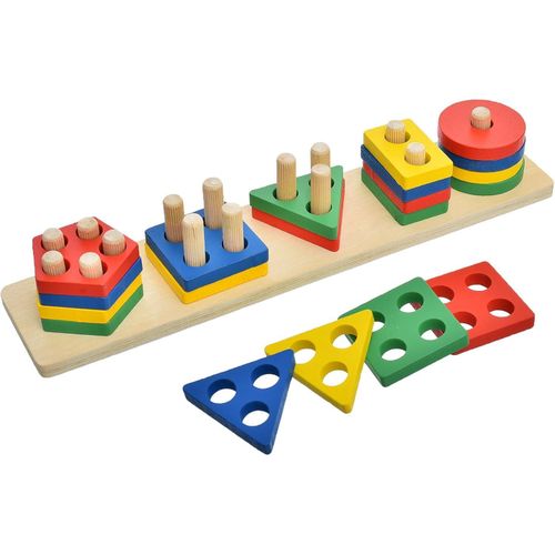 accessories shop Wooden Learning Puzzle Enlighten IQ With Colorful Amazing Design And Add More Fun for Children Set Of 21 Pieces - Multicolor