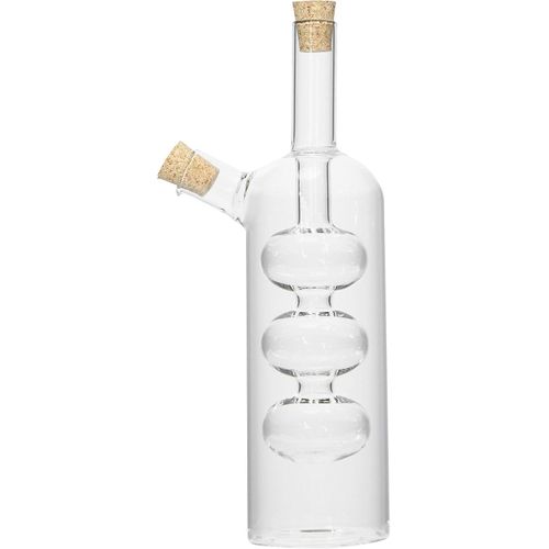 2-in-1 Glass Oil and Vinegar Dispenser Bottle with Cork Stoppers – Dual Glass Cruet Bottle for Olive Oil, Vinegar & Salad Dressings for Kitchen & Dining Table