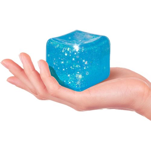 Slow Rise Glitter Squishy Cube - Stress Cube for Adults, Nice Square Cube Fidget Ice Cube Squishy ADHD Fidget Toys for Autism/ADD(Blue)